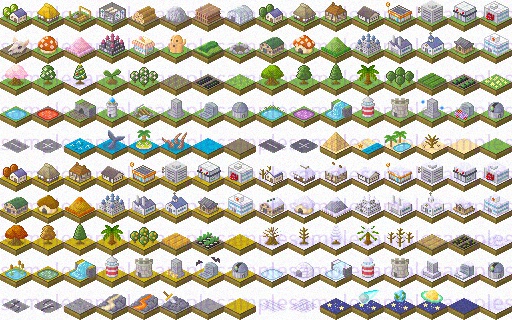 【ドット絵】建築ヴィネット素材(24×24)と(32×32)