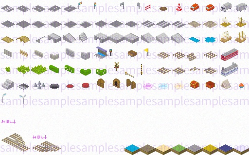 【ドット絵】建築ヴィネット素材(24×24)と(32×32)