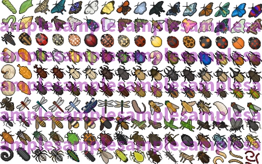 【ドット絵】昆虫素材(24×24)と(32×32)