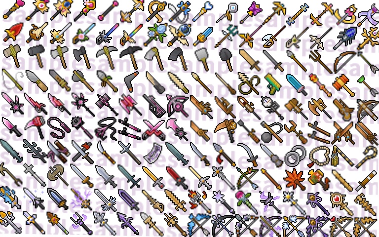 【ドット絵】武器素材(24×24サイズ)