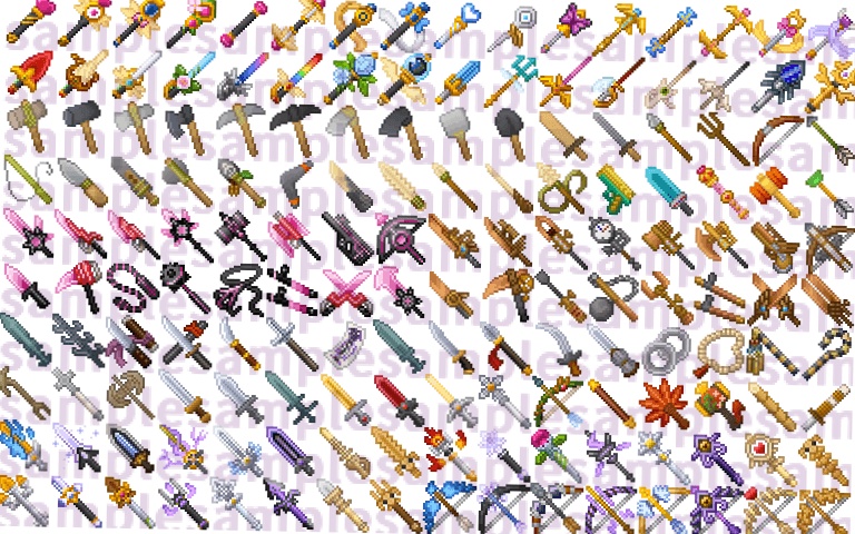 【ドット絵】武器素材(24×24サイズ)