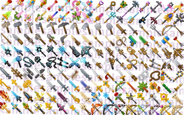 【ドット絵】武器素材(24×24サイズ)