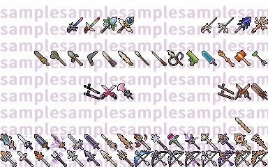 【ドット絵】武器素材(新規分のみ24×24と32×32)