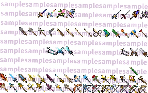 【ドット絵】武器素材(新規分のみ24×24と32×32)