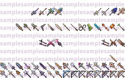 【ドット絵】武器素材(新規分のみ24×24と32×32)