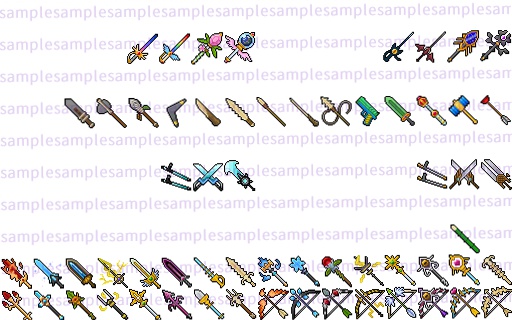 ドット絵 武器素材 新規分のみ24 24と32 32 ドット絵素材販売所 Booth