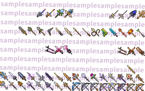 【ドット絵】武器素材(新規分のみ24×24と32×32)