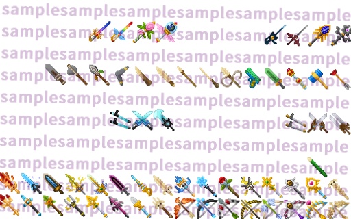 【ドット絵】武器素材(新規分のみ24×24と32×32)
