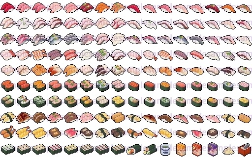 【ドット絵】寿司素材(32×32サイズ)