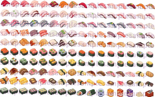 【ドット絵】寿司素材(32×32サイズ)