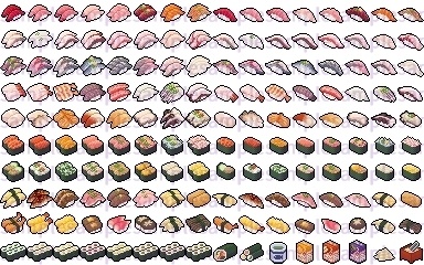 【ドット絵】寿司素材(24×24)と(32×32)