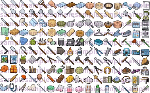 【ドット絵】仕事道具素材(32×32サイズ)