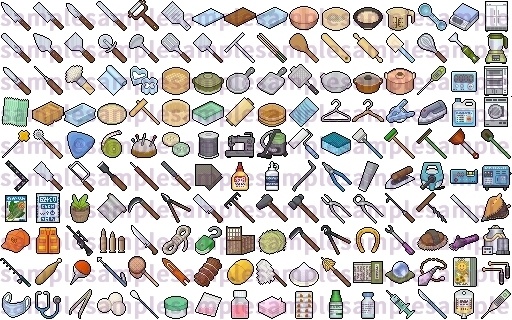 【ドット絵】仕事道具素材(32×32サイズ)