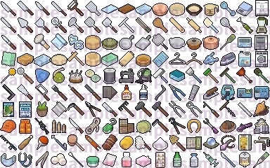 【ドット絵】仕事道具素材(24×24)と(32×32)