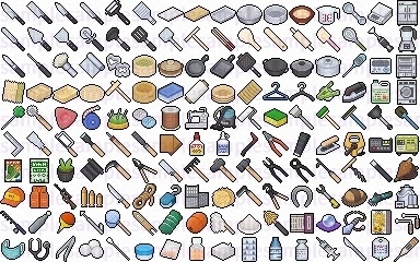 【ドット絵】仕事道具素材(24×24)と(32×32)