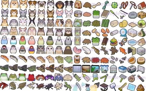 【ドット絵】ペット&ペット用品素材(24×24)と(32×32)