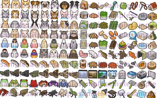 【ドット絵】ペット&ペット用品素材(24×24)と(32×32)
