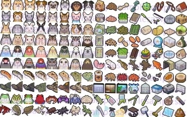 【ドット絵】ペット&ペット用品素材(24×24)と(32×32)