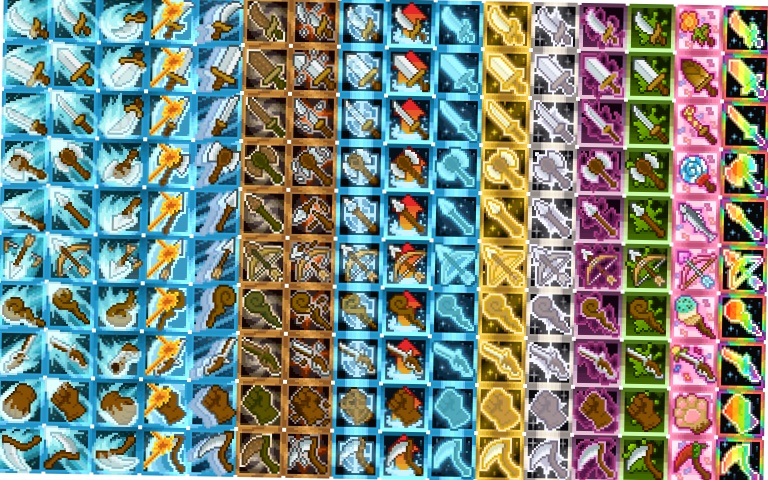 【ドット絵】武器スキルアイコン素材(24×24)と(32×32)