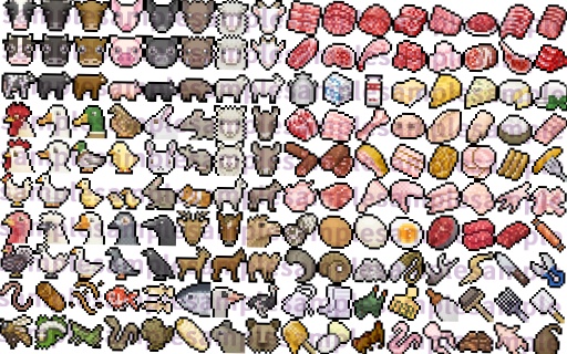 【ドット絵】酪農畜産素材(16×16)