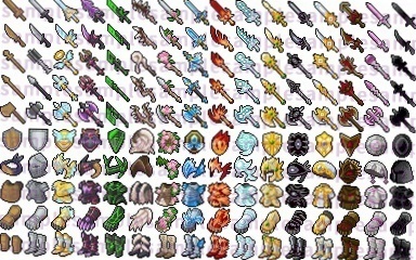 【ドット絵】武器と防具素材(24×24)と(32×32)