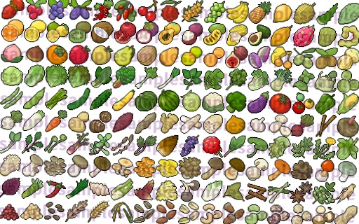 【ドット絵】食材素材(32×32サイズ)