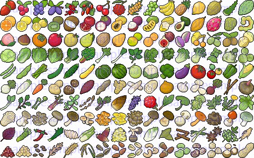 【ドット絵】食材素材(24×24)と(32×32)