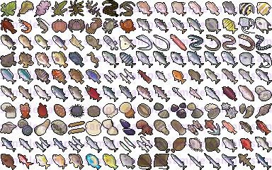 【ドット絵】水産素材(24×24)と(32×32)