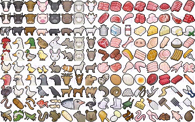 【ドット絵】酪農畜産素材(24×24サイズ)