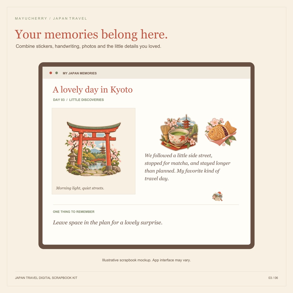 Japan Travel Digital Scrapbook Kit — 150+ Stickers & Travel Journal Pages for GoodNotes