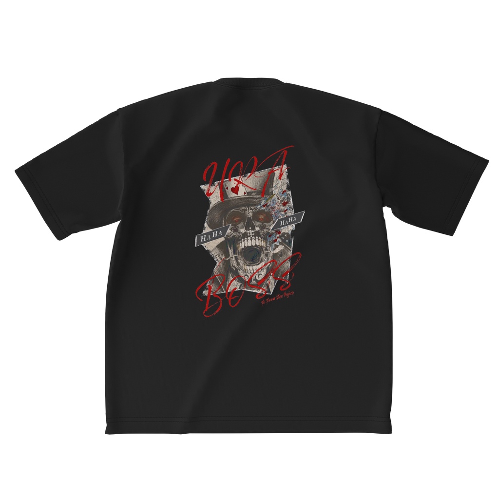 トルグラ裏ボスビッグシルエットTシャツ-黒-背面プリント