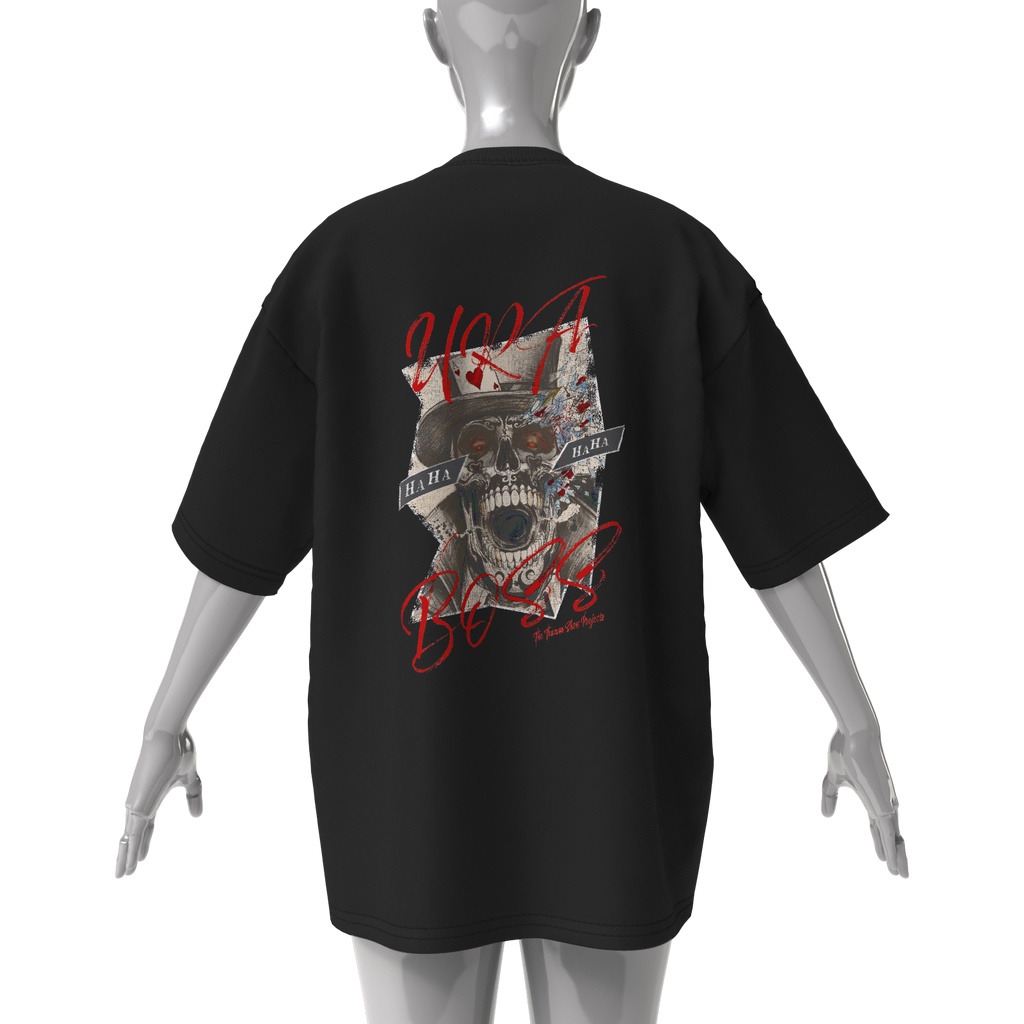 トルグラ裏ボスビッグシルエットTシャツ-黒-背面プリント