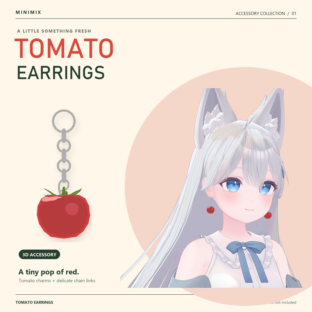 Tomato Earrings / トマトピアス [VRChat・PhysBone]