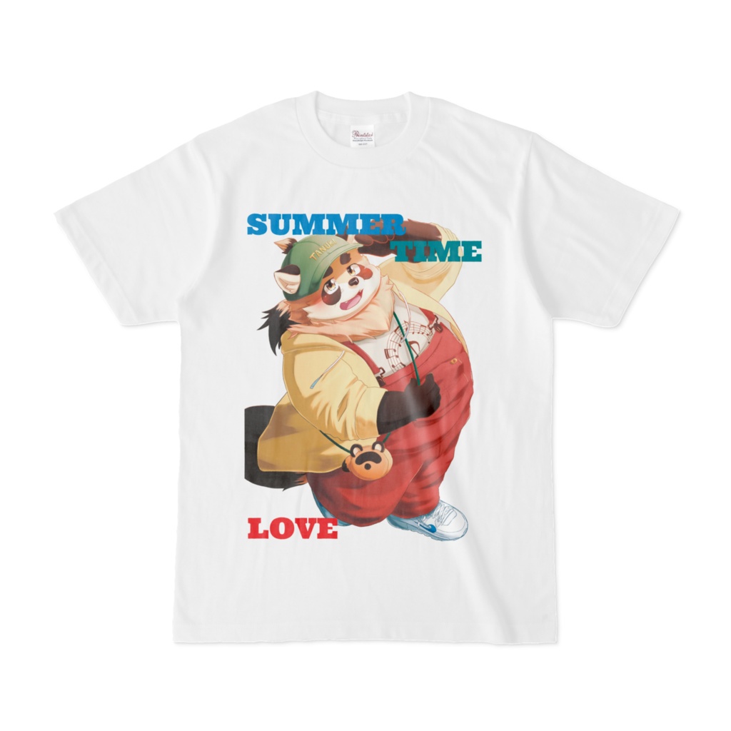 オーバーオールキャップ たぬぬTシャツ(白)