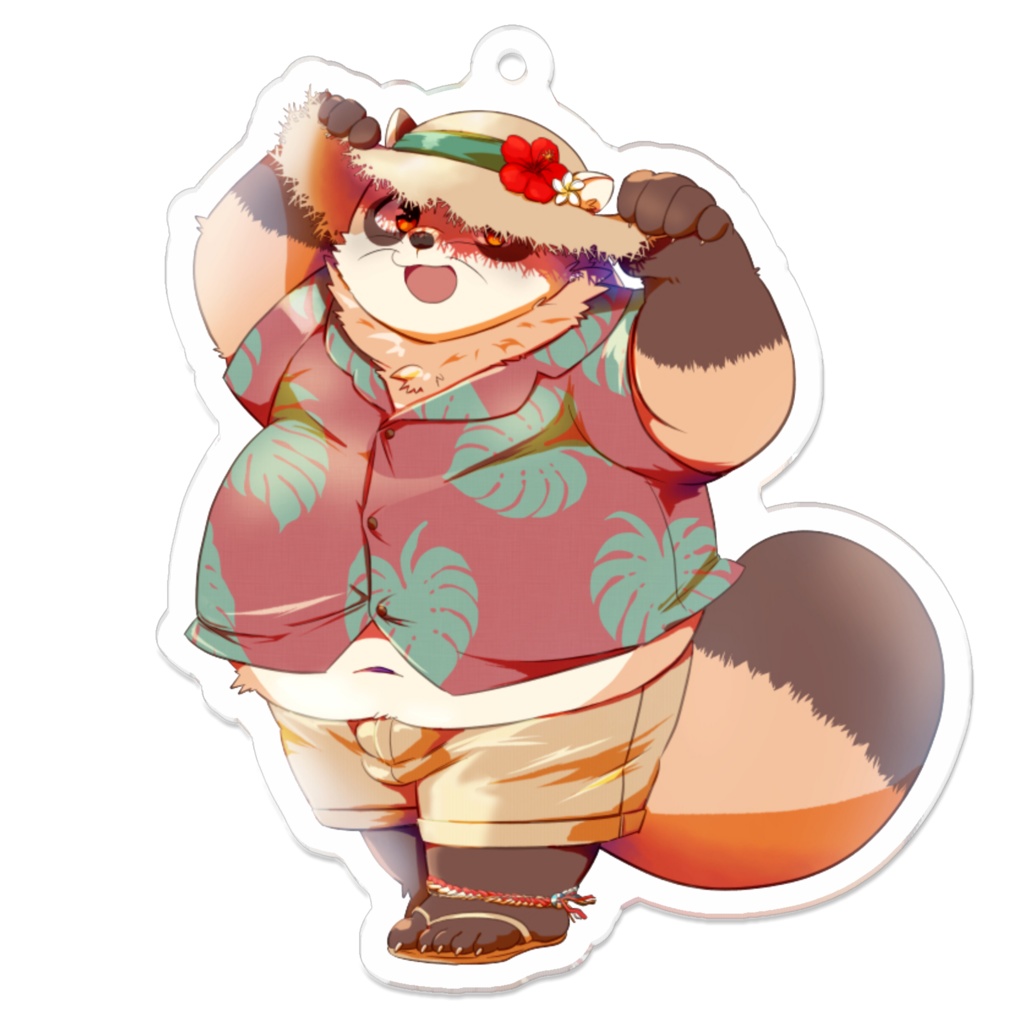 アロハ麦わら　たぬぬアクリルキーホルダー