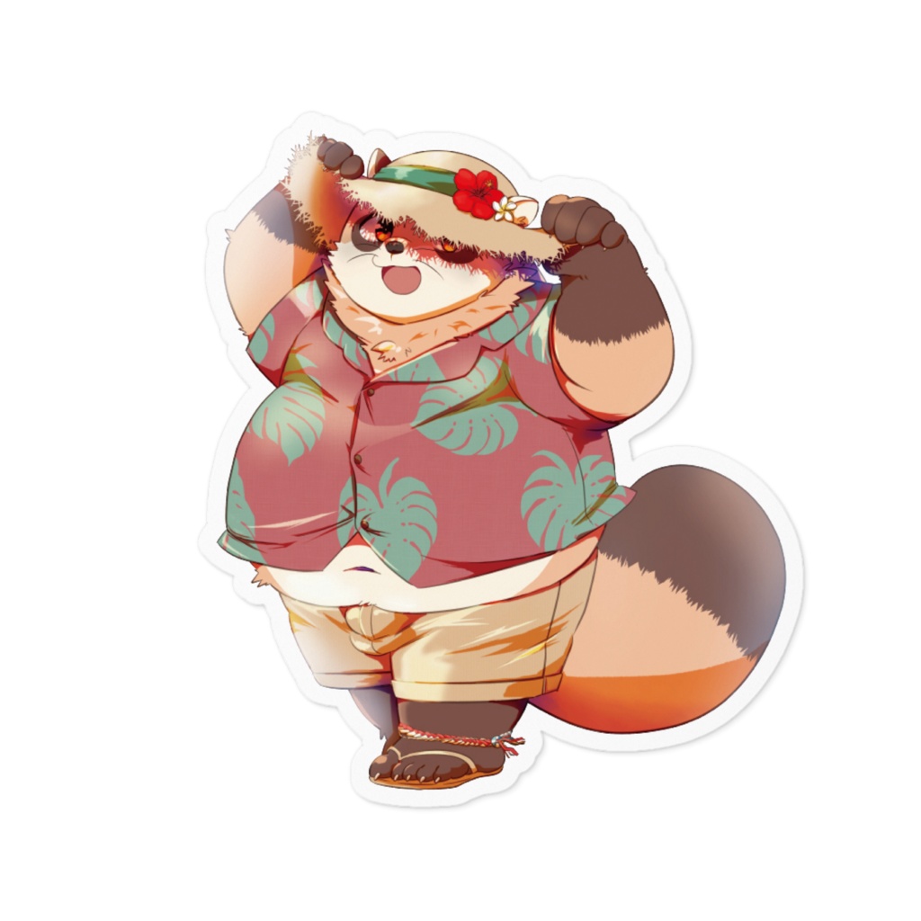 アロハ麦わら たぬぬステッカー