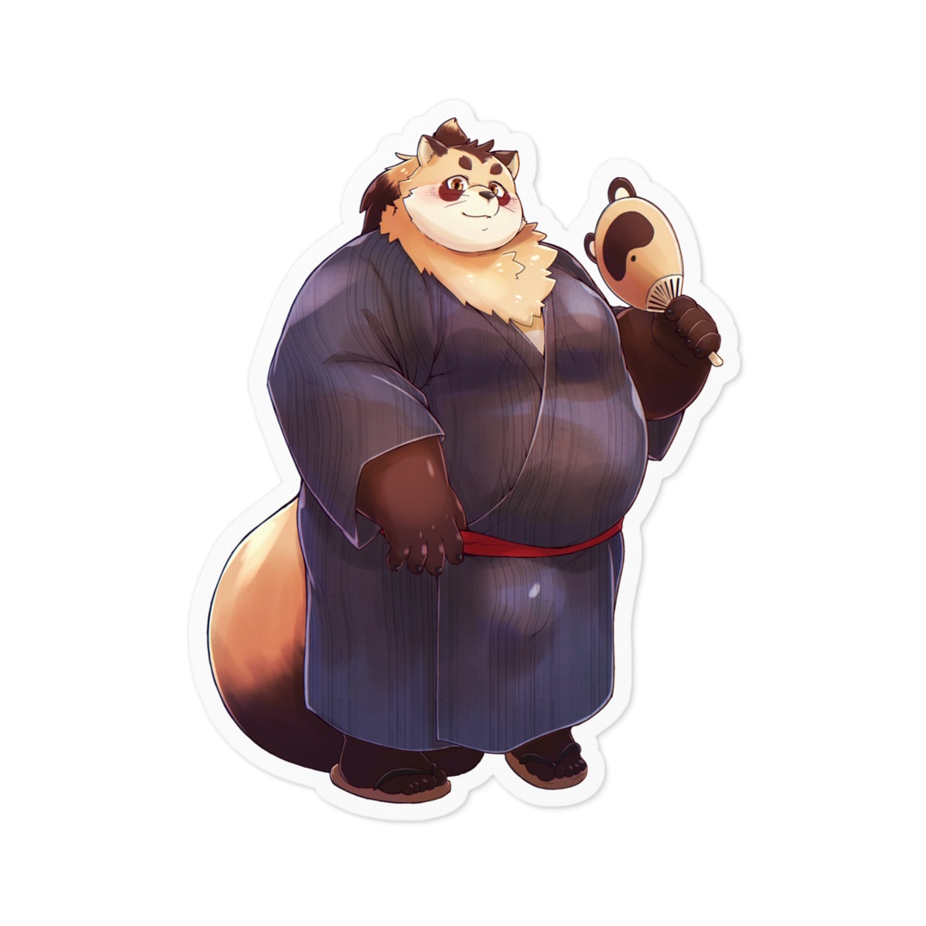 浴衣うちわ　たぬぬステッカー