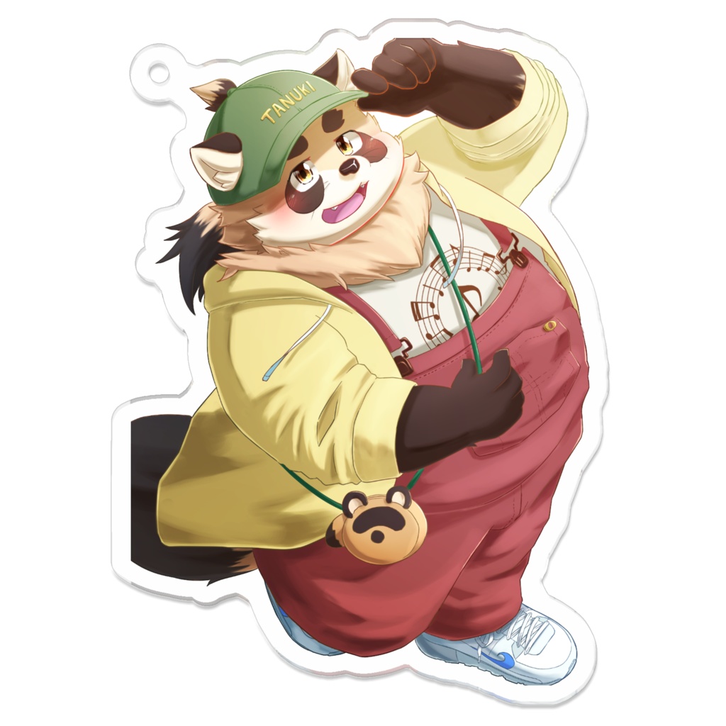 オーバーオールキャップ　たぬぬアクリルキーホルダー