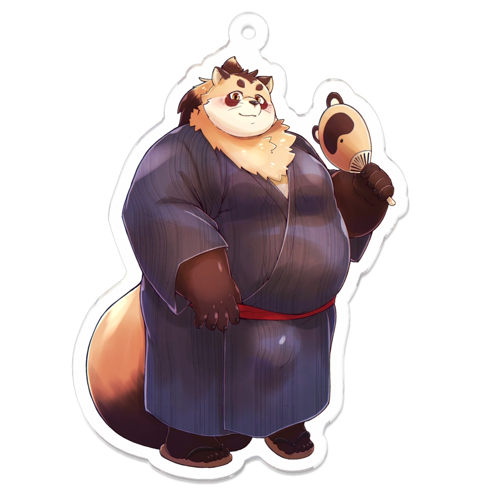 浴衣うちわ　たぬぬアクリルキーホルダー