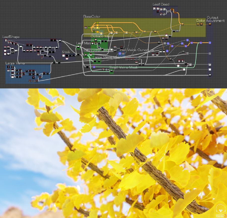 SubstanceDesignerでつくるマテリアルvol.1 【イチョウの葉】