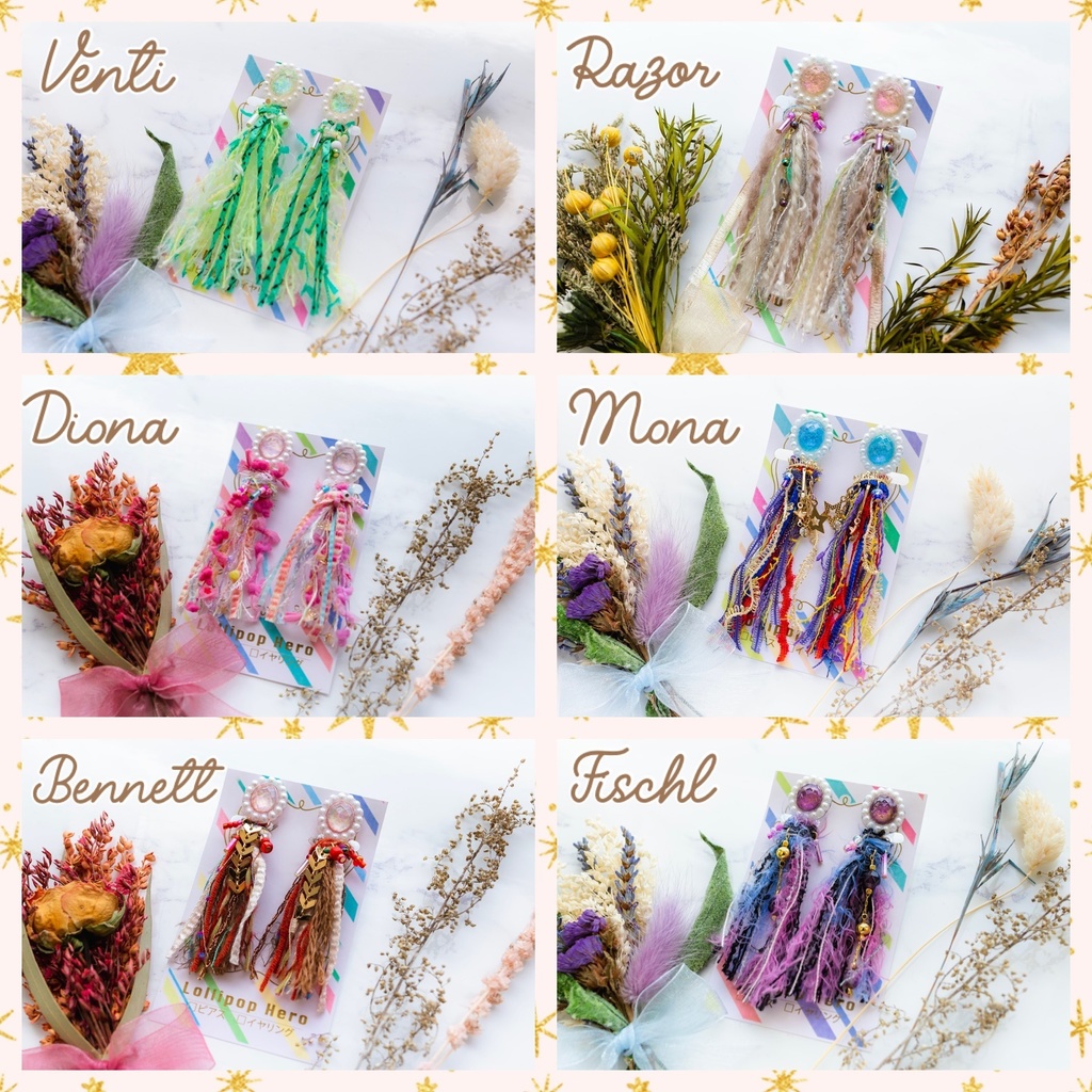 genshinイメージイヤリング(タッセルseries)