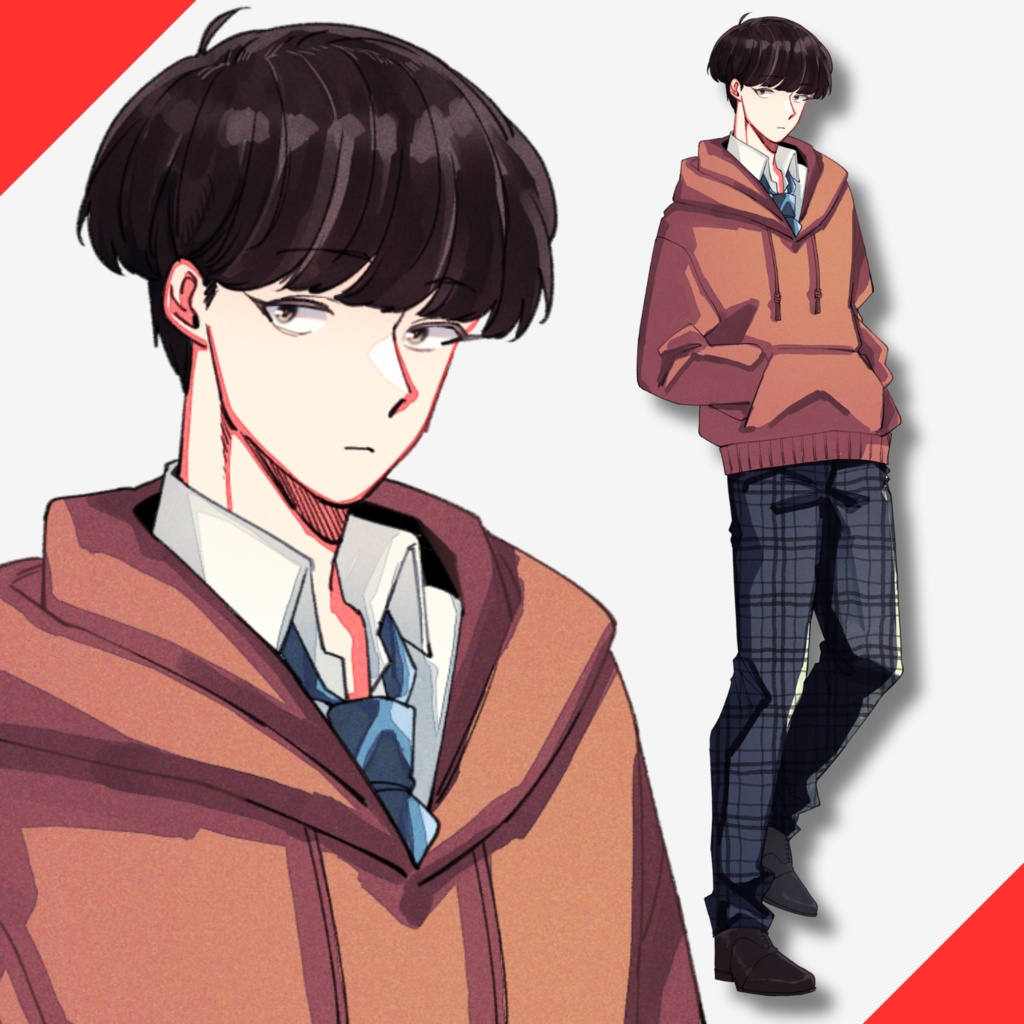 男子学生【差分ナシ・静止画立ち絵素材】