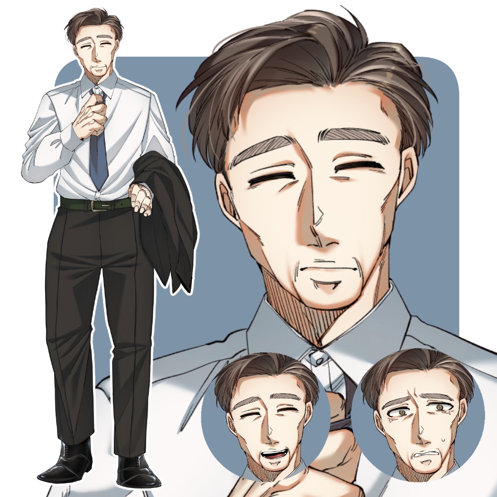 スーツの糸目おじさん立ち絵【差分4種】