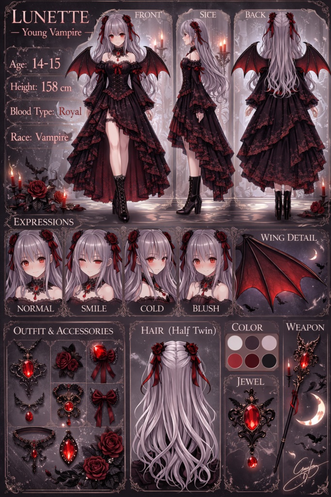 Mythia - Lunette Crimson Moon | Dark Fantasy Wallpaper Set (4K)