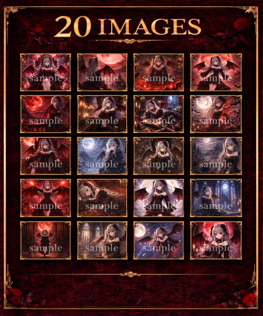 Mythia - Lunette Crimson Moon | Dark Fantasy Wallpaper Set (4K)