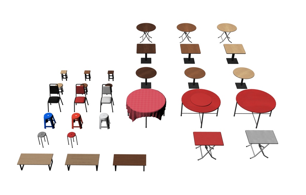 桌椅セット_Tables and Chairs Set