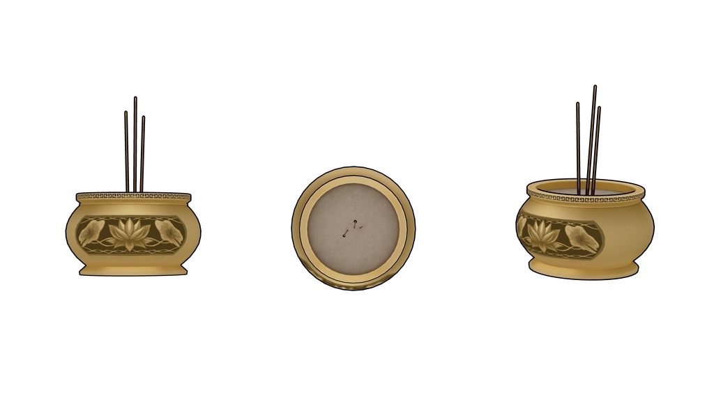 香炉と擲筊_Incense Burner & Poe Blocks