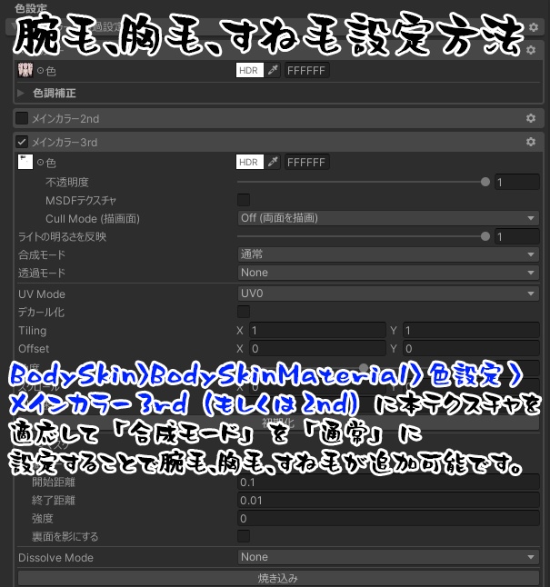 Zev/ゼヴ&珍飯亭共通ボディ ボディヘアテクスチャセット(腕毛、胸毛、すね毛、無精髭)