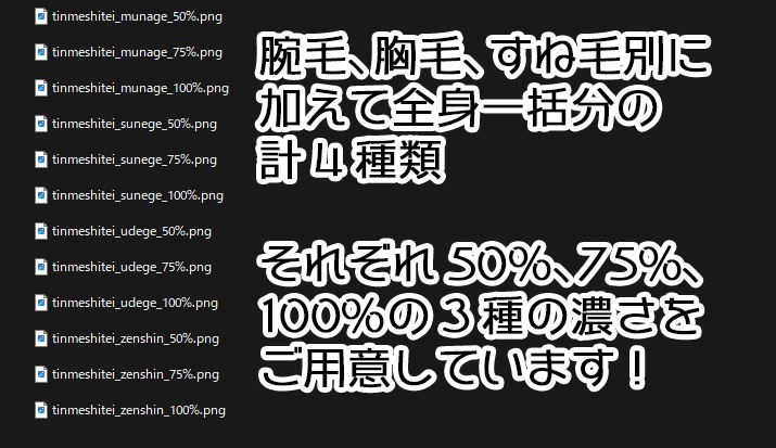 Zev/ゼヴ&珍飯亭共通ボディ ボディヘアテクスチャ(腕毛、胸毛、すね毛セット)
