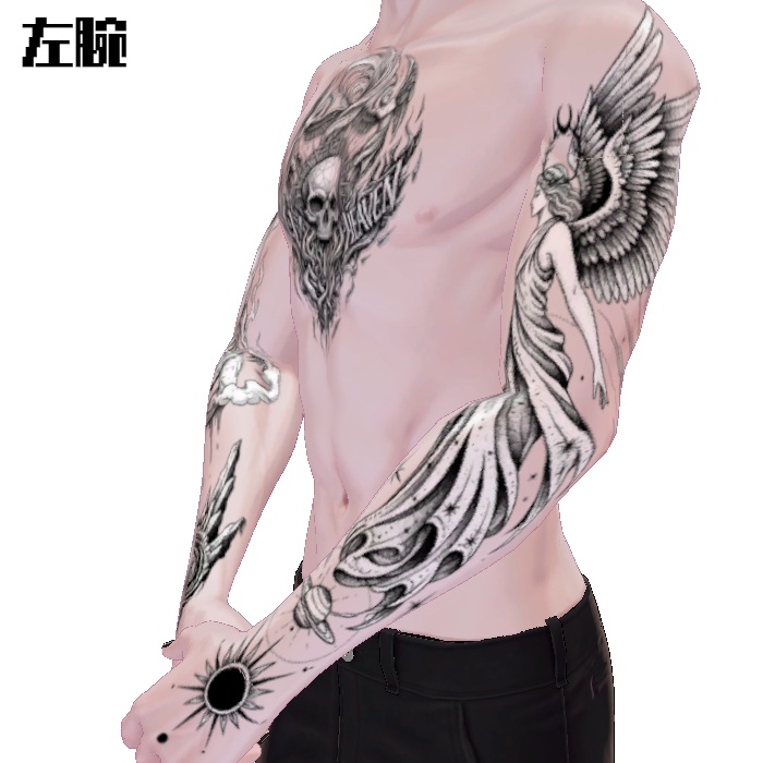 Zev/ゼヴ&珍飯亭共通ボディ ボディタトゥーセット《ヘルアンドヘヴン》